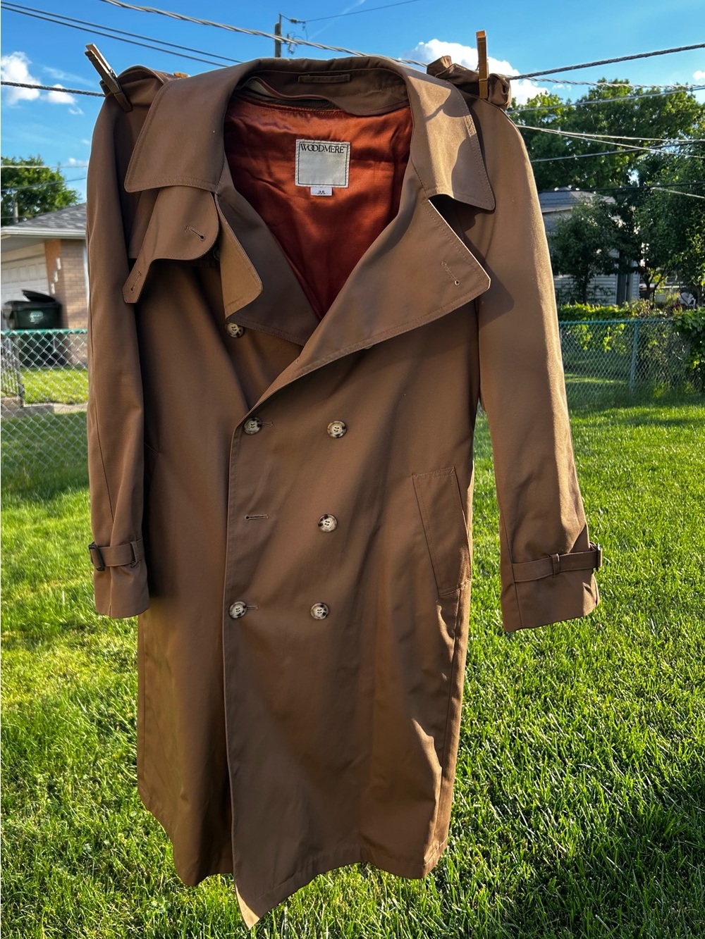 Woodmere Men's Brown Double-Breasted Trench Coat Size 38